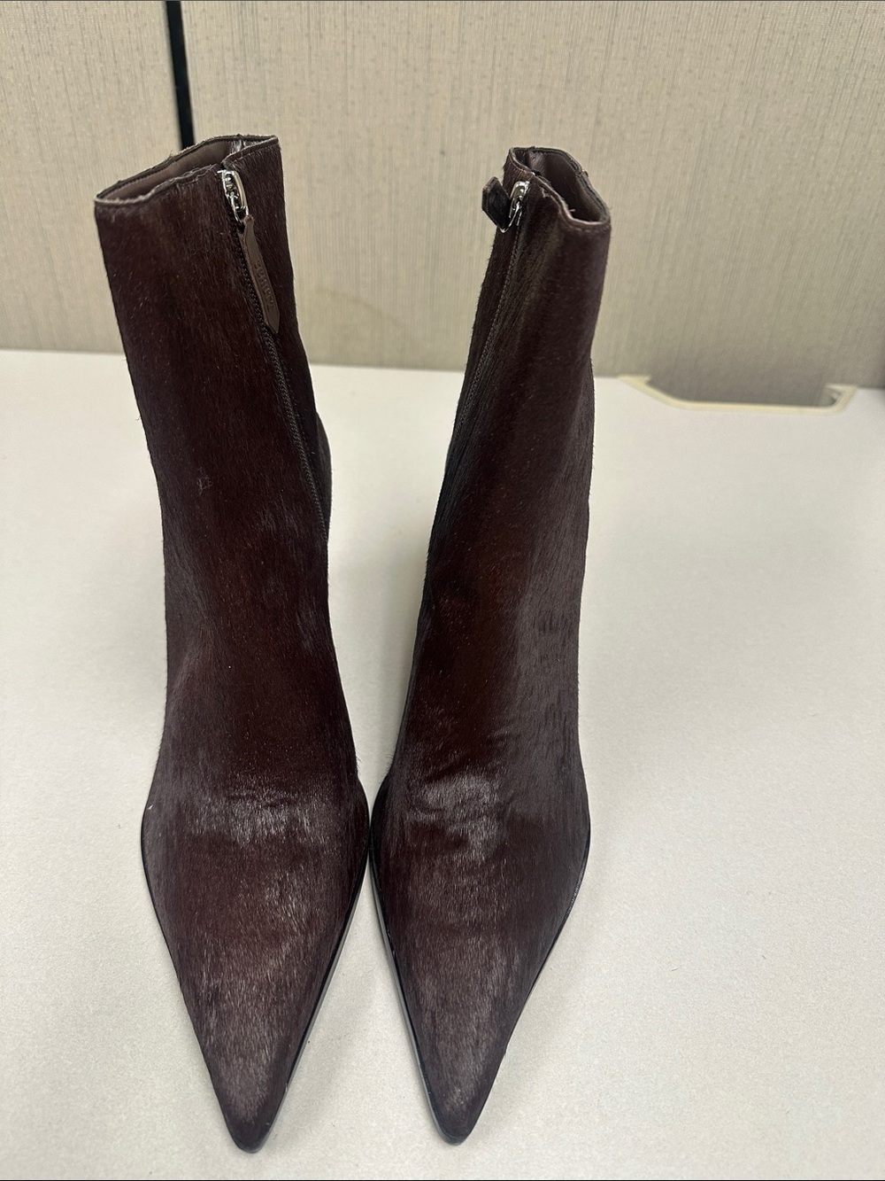 SCHUTZ MIKKI BLOCK CALF HAIR Pointed Toe Ankle Boots Size Hair 10.5B